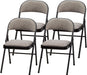 4 Pack Padded Folding Chairs, Cushioned Metal Fabric Foldable Chair, Black