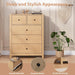 Natural 5 Drawer Dresser, Tall Modern Dresser for Closet, Bedroom