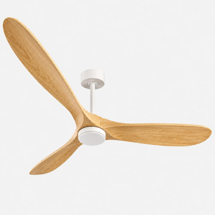 60" Ceiling Fan with Light, Oak Wood-Look ABS Plastic Blades