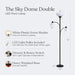 Sky Dome Double LED Floor Lamp, Torchiere Super Bright Floor Lamp with 2 Reading Lamps for Living Rooms & Offices - Dimmable Tall Standing Lamp for Bedroom Reading - Tall Black Pole