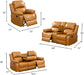 Manual Reclining Sofa 3 Seater Recliner Sofa Couch Living Room Furniture Modern Leather Reclining Sofa with Cup Holders & Flip-Down Table for Living Room/Office/Rv Car (Ginger, 3 Seater Sofa)