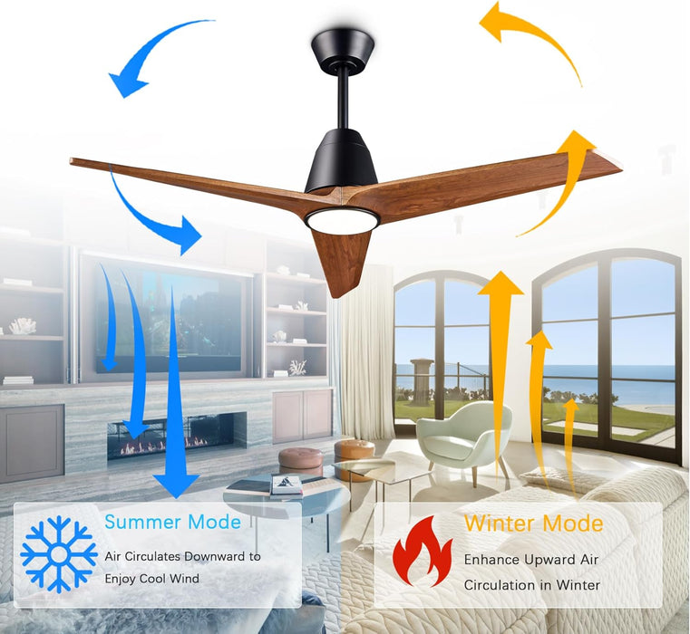 52 Inch Dark Walnut WhisperQuiet CeilingFanWithLED