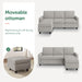 L Shaped Convertible Sectional Sofa LightGreyLinenFabric
