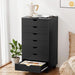 7-Drawer Chest, Office File Cabinet with Wheels, Black