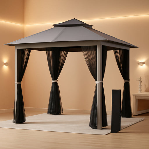 13' X 13' Pop up Gazebo with Netting, UPF 50+ Instant Canopy Tent Shelter with Water/Sand Bags, Wheeled Carry Bag, for Outdoor, Garden, Parties, Light Gray