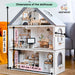 Customizable Wooden Dolls House for Kids with Furnitures, Tiny Wood Playhouse for Girls, Montessori Doll House, Christmas Gift