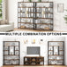 Rustic Bookcases and Book Shelves, Metal Wood 6 Tier Bookshelf and Book Rack Storage, Industrial Vertical Display Etagere Book Case 6 Shelf, Vintage Large Book Shelf for Bedroom Living Room, Brown
