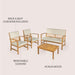 LVG1000A-4SET Barclay 4-Piece Modern Coastal Acacia Wood Conversation Outdoor Patio Set with Cushions Transitional, Classic, Traditional, Vintage, Mid-Century, Light Gray/Teak Brown