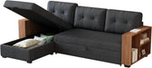  Sectional Sofa Bed Dark Grey, L-Shaped, 84"