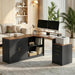 63" L Shaped Executive Desk with Drawers & Monitor Stand, Corner Desk