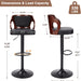 Barstools Set of 2,Counter Height Stools with Bentwood Back&Arm, Swivel Barstools,Pu Leather Kitchen Island Stools, Adjustable Height Bar Chairs for Club Pub Dining Room,Black
