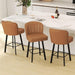 Swivel Counter Height Bar Stools Set of 4, 26'' Modern Barstools with Backs and Metal Legs, Upholstered Bar Chairs, Faux Leather Whiskey Brown Stools for Kitchen Island Chairs