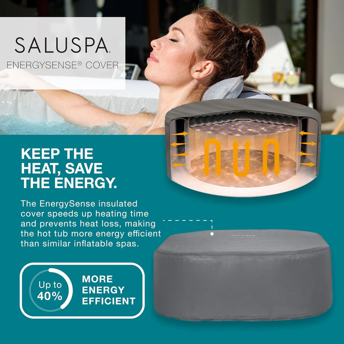 Saluspa Hawaii Energysense Smart Luxe Airjet Inflatable Hot Tub Spa (71" X 71" X 26") | Features LED Lights and App-Control | Fits up to 4-6 Persons