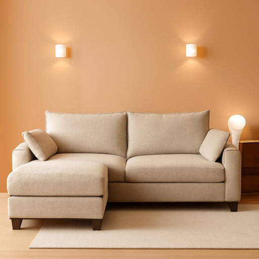 EightySixInchLength L Shaped Elegant Sectional Sofa Khaki