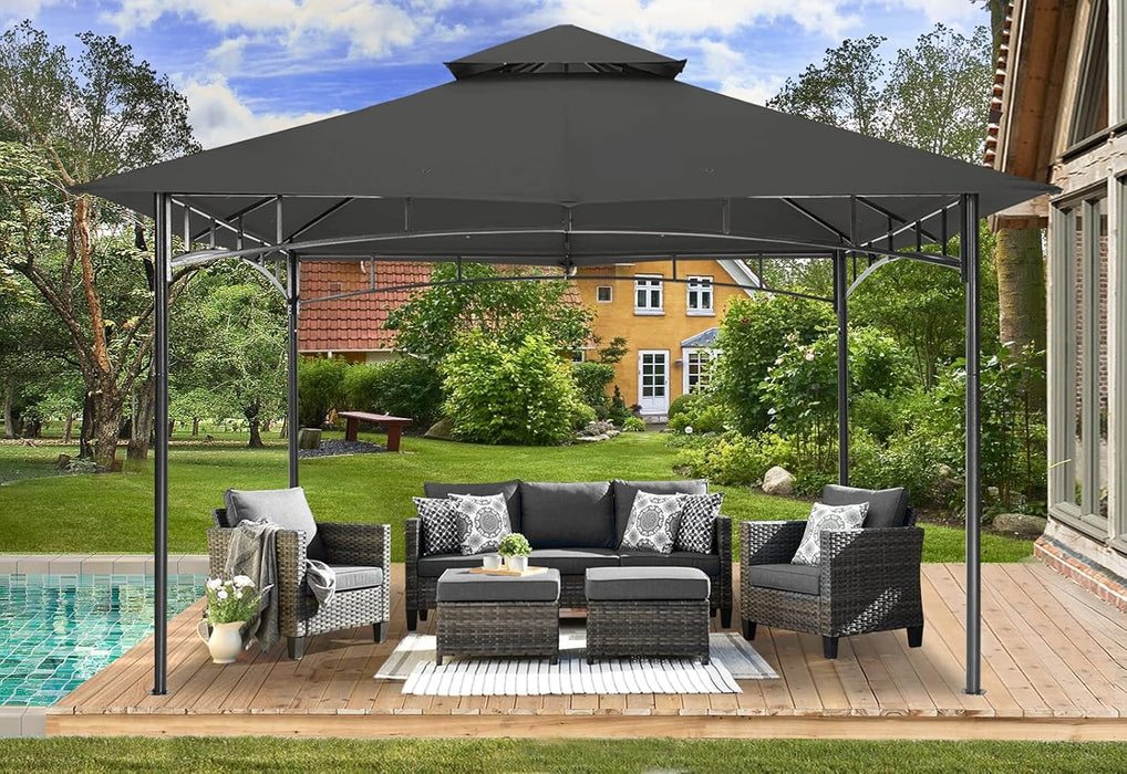 Outdoor Garden Gazebo for Patios with Stable Steel Frame(11X11, Dark Gray)