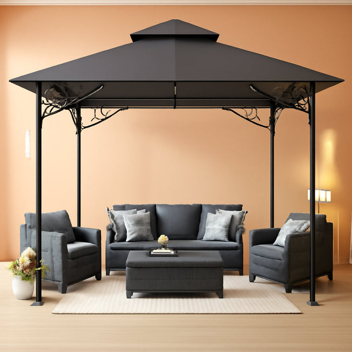 Outdoor Garden Gazebo for Patios with Stable Steel Frame(11X11, Dark Gray)