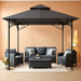 Outdoor Garden Gazebo for Patios with Stable Steel Frame(11X11, Dark Gray)