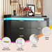 6 Drawer Dresser for Bedroom, Black Dresser with LED Lights and Power Outlet, Modern Chest of Drawers for Closet, Double Wide Drawer Organizer Cabinet for Bedroom, Living Room, Entryway, Hallway