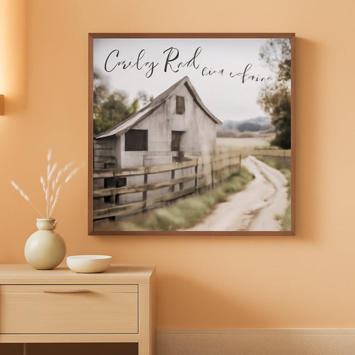 Country Roads Take Me Home Wall Art(40"X20"), Neutral Countryside Cottage Cabin Farmhouse Old Barn Canvas Artwork, Large Vintage Rustic Nature Meadow Field Landscape Decor for Home Dining Room