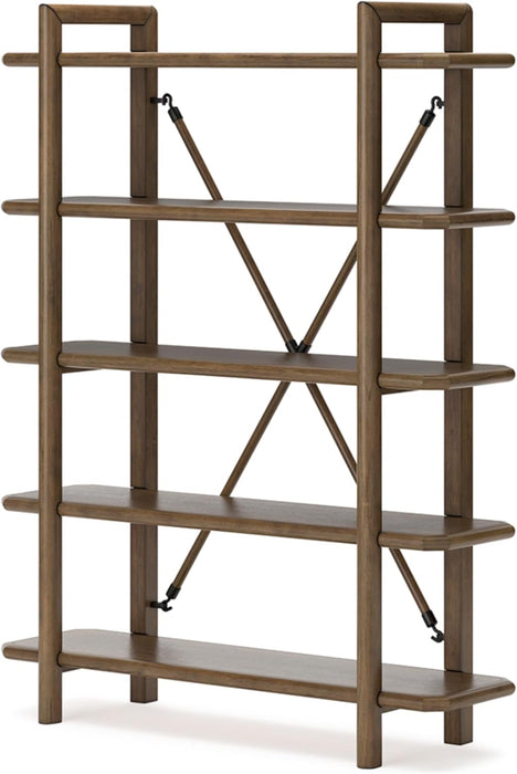 Signature Design by Ashley Roanhowe Contemporary 5-Tier 71" Bookcase, Light Brown