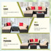 5 Piece Patio Conversation Set Wicker Rattan Furniture Outdoor Sofa with Cushions,Pillows & Glass Table for Porch,Lawn and Yard,Beige
