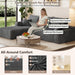Grey NinetyFiveInch Upholstered Corduroy Sleeper Sofa