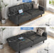 63" Convertible Couch Small Futon Sofa Bed with 2 USB Ports, Reclining Backrest & Removable Armrests, Mid Century Modern Loveseat for Living Room, Apartment, Office, Dark Gray
