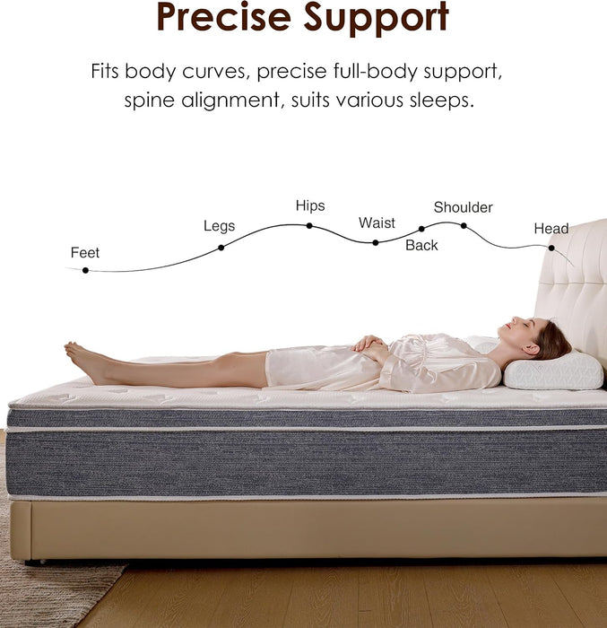 Full Size Mattress 12 Inch, Cooling Hybrid Mattress in a Box