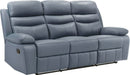 86.5" W Mnul Reclining Sof, Top Grin Lether Mtch Reclining Sof, Home Theter Seting, Wll Hugger Recliner Couch, Mnul Double Recliner RV Couch for Living Room, Blue