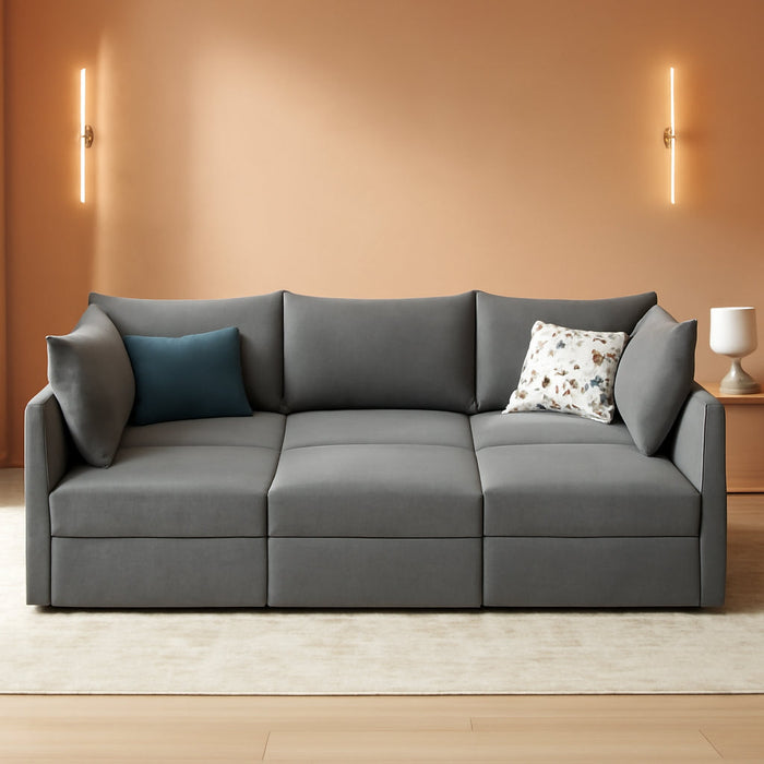 Modular Sectional Sofa with Storage, Sleeper Sectional Sofa Modular Sectional Couch for Living Room, Grey
