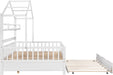 FullSize White Wooden Playhouse Trundle Bed Storage
