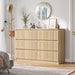6 Drawer Fluted Dresser, Modern Chest of Drawers for Bedroom with Hidden Handles, Wood Storage Organizer Cabinet for Living Room & Entryway, Oak (15.7" D X 47.3" W X 31.6" H)