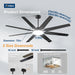 72 Inch Ceiling Fans with Lights,Large Ceiling Fan with Light and Remote Control, Dimmable, 3CCT, Quiet, Black Modern Ceiling Fan for Living Room, Bedroom, Kitchen, Patio, Farmhouse, Indoor/Outdoor