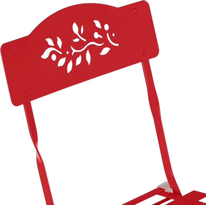 Indoor/Outdoor 3-Piece Bistro Set Folding Table and Chairs Patio Seating, Red