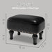 Ottoman Leather Foot Rest with Thicker Foam Padded Seat, Footstool with Wooden Legs (Black)