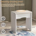 White Wood Dresser with LED Light Mirror Makeup Vanity Sets Dressing Table with Stool, 4-Drawers and Storage Shelves