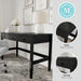 Rhett Home Office Desk with 3 Drawers and Tapered Legs in Black with Oil Rubbed Bronze Hardware