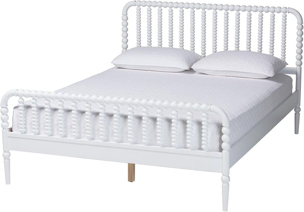 Lucera Bobbin Wood Platform Bed, Full, White