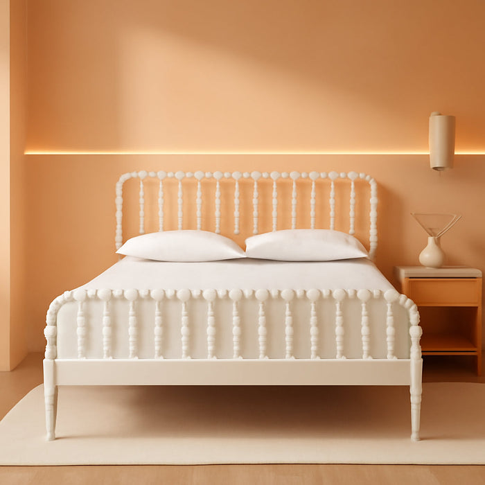 Lucera Bobbin Wood Platform Bed, Full, White