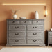 Farmhouse 9-Drawer Dresser - Grey Chest of Drawers for Bedroom and Living Room Organization, Wood Dresser with Ample Storage Space and Rustic Charm, Grey