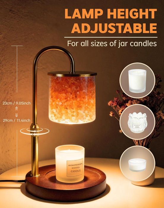 Candle Warmer Lamp with Himalayan Pink Salt, Timer & Dimmable Candle Warmer for Jar Candles, Birthday Gifts for Women Mom, House Warming Gifts, Candle Lamp Warmer for Home Decor