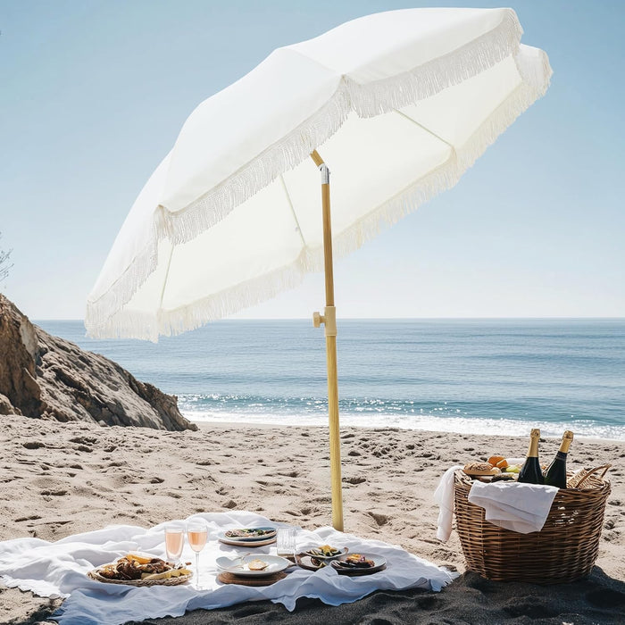 Outdoor Umbrella - Sun Protection, Rain Resistant, Windproof with Manual Open-Close Feature - Ideal for Beach, Camping, and Picnics