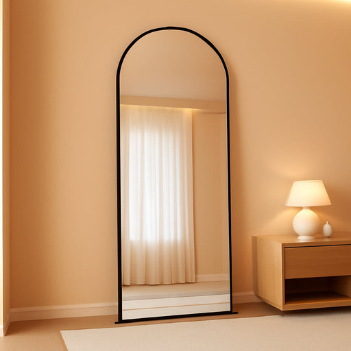 Full Length Mirror, 56"X16" Arch Mirror Floor Mirror with Stand, Black Arched Full Body Standing or Leaning Mirrors for Bedroom, Living Room