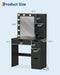Vanity Desk with Mirror and Lights - Makeup Vanity Desk with 4 Drawers, Built-In Power Outlet & USB, Adjustable LED Lighting, Makeup Table for Bedroom