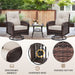 2 Luxury Outdoor Swivel Wicker Glider Patio Chairs with Table Set, Overstuffed Washable Cushions, Ideal for Porch, Balcony, Deck, Brown Rattan and Beige Cushions
