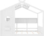 Full Size White PlayhouseStorage Bed Enclosed Roof