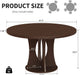 47 Inch round Dining Table for 4-6 People, Wooden Dining Room Table with Pedestal Base, Modern Kitchen Table for Apartments, Dining Room, Kitchen or Living Room, Dark Walnut, Table Only
