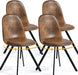 Dining Chairs Set of 4, Swivel Fabric Suede Accent Side Chair Armelss Mid Back with Upholstered Padded Rotated Seat Cushion and Metal Legs for Kitchen, Dining Room, Living Room, Bedroom, Brown