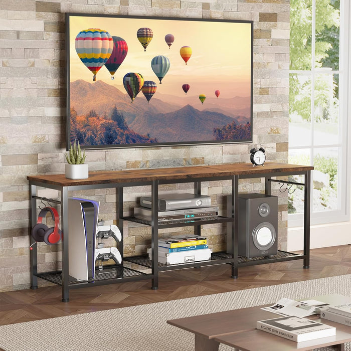 TV Stand for Living Room Entertainment Center for 55 Inch Tvs, TV Media Console Table Television Stands for Bedroom, Rustic Brown