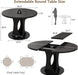 59" Extendable round Dining Table for 6-8, Kitchen Table with Sturdy Double Arc Base & Backboard Clasp Desktop, Mid-Century Modern Dinner Table, Kitchen Dining Room, Space Saving, Black